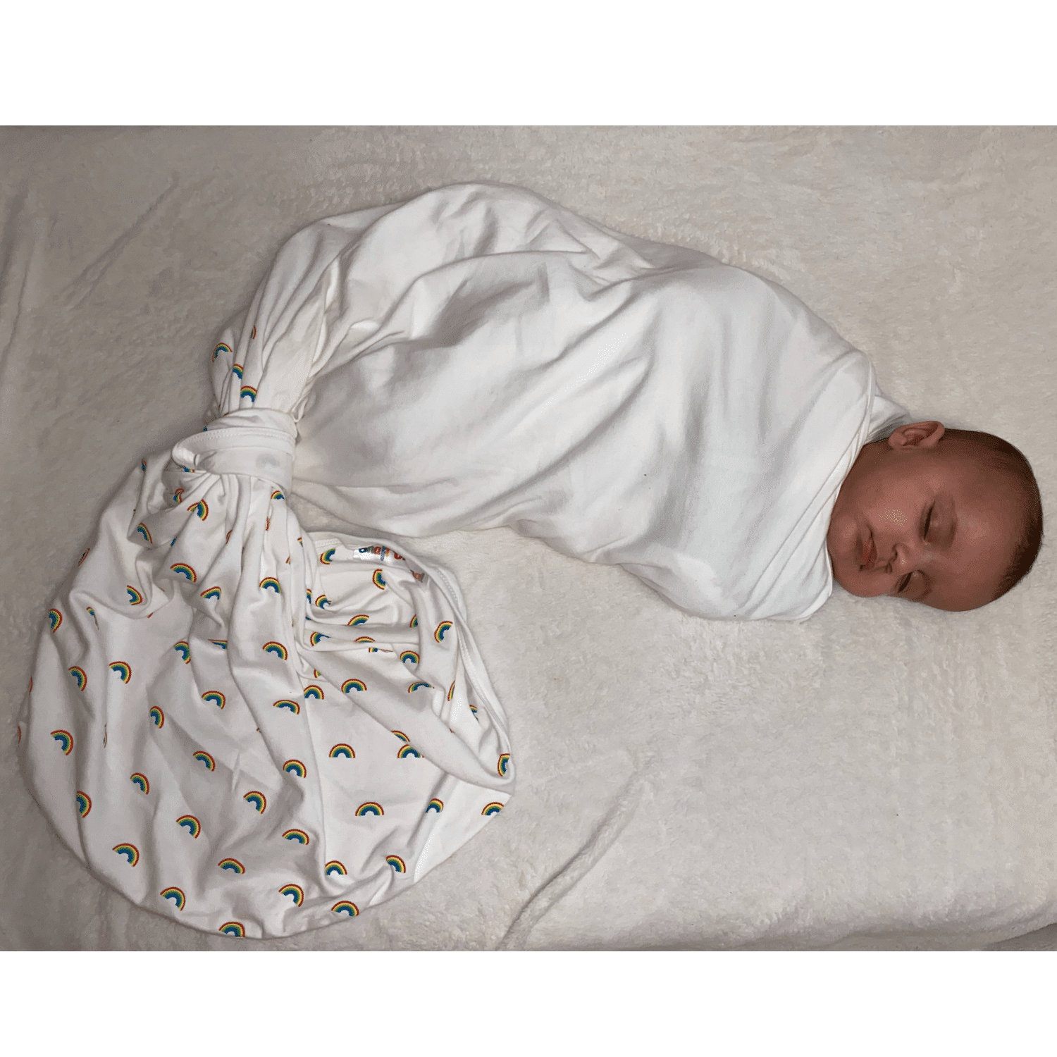 Couverture emmaillotage pour bébé en coton blanc/beige SOMMEIL